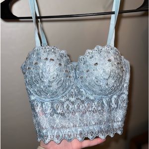 Blue sparkle crop top, size small